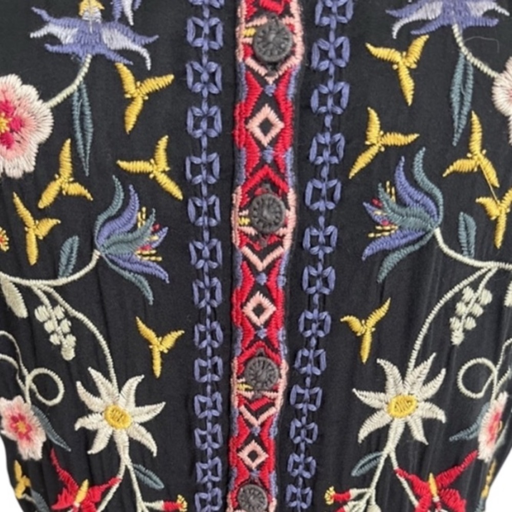 Johnny Was Mariposa heavily embroidered button down Challis Maxi dress - Picture 13 of 13